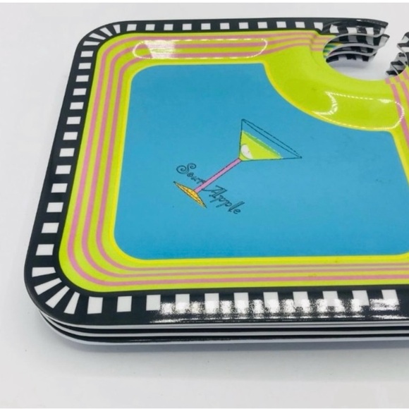 NWT 16 LOT! Amy Hetrick Set of Cocktail and Cheese Plates Shaken Not Stirred - Picture 2 of 4